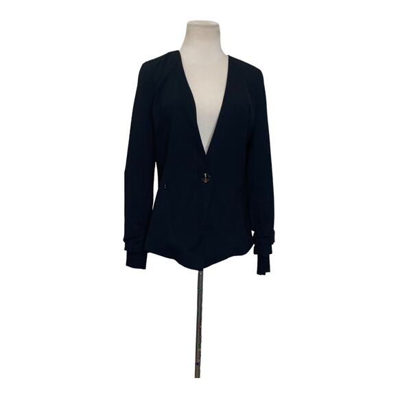 Adrianna Papell long sleeves ruched wrists one button black blazer size 6 - Picture 6 of 9